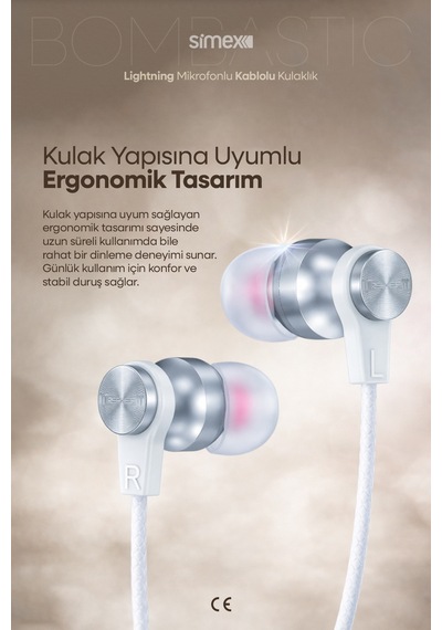 Simex İphone X-11-12-13-14 Serileri Uyumlu Bluetooth Bağlantılı İphone Kablolu Mikrofonlu Kulaklık Spd-04 Diğer