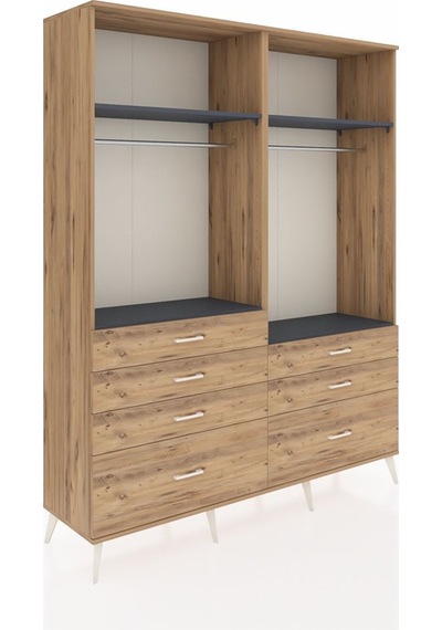 Hyperion Gardrop 4 Raflı 7 Çekmeceli 2 Askılı 176x44x221 Çam-antrasit/çam Antrasit/çam Hyperion Gardrop 4 Raflı 7 Çekmeceli 2 Askılı 176x44x221 Çam-antrasit/çam Antrasit/çam