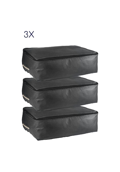 3'lü Set 53x44x20 Cm Home Organizer Çekyat & Baza Altı Düzenleyici Hurç Siyah