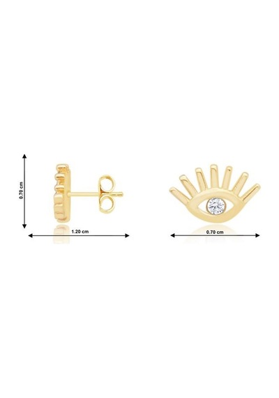Diamond Line-Gülaylar - Sarı Altın 14 Ayar Nazar Boncuğu Küpe N11.9703