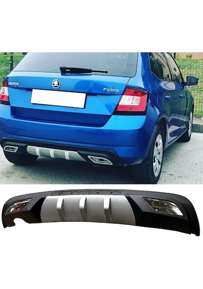 Skoda Fabia Difüzör Difizör Gri + Kare Egzoz Görünüm C Tip