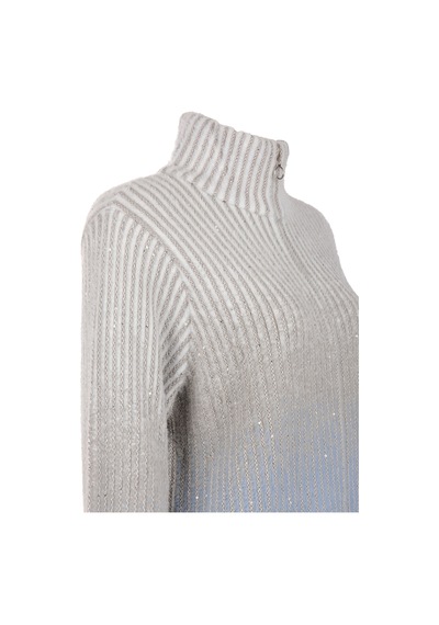 Vedi-bb Oversize Yüksek Yakalı Balon Kol Kadın Ceket - Minimalist Tarz Mavi