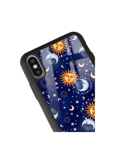 Apple Uyumlu iPhone Xs Max Ay Güneş Pijama Tasarımlı Glossy Telefon Kılıfı Çok Renkli