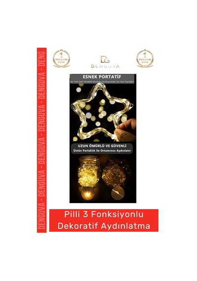 Ledlamba Peri Led Lamba 3 Fonksiyonlu 5 Metre Sarı Işık Dekoratif Yılbaşı Çam Ağacı Ev Süsleme