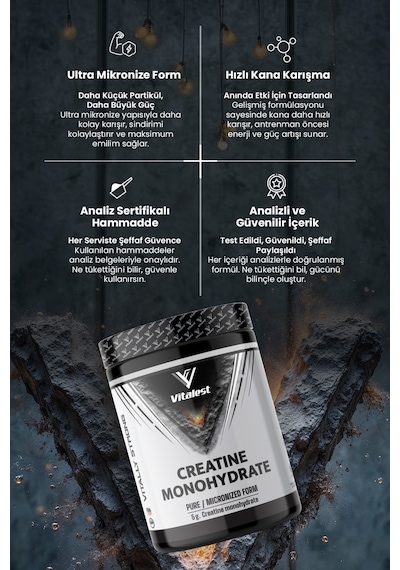 Vitalest Creatıne Monohydrate 300gr. Aromasız Kreatin