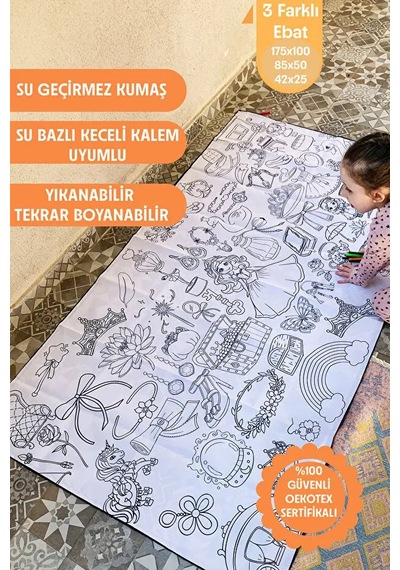 Prenses Yıkanabilir Boyama Örtüsü 100 180