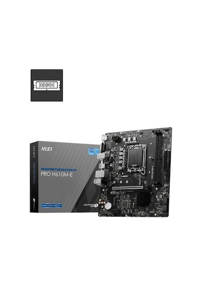 Msı Mb Pro H610m-e Soket 1700 Ddr5 5600mhz Oc Hdmı Vga M.2 Usb3.2 1x 1g Lan