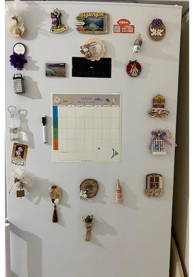 Haftalık Menü Planlayıcı Magnet Mıknatıslı Yazı Tahtası Buzdolabı Magneti Pano 30x30 Cm + Kalem Beyaz