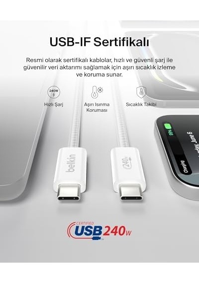 2&apos Li Örgülü Usb-c - Usb-c Kablo, 1,5 M, 240 W, Yumuşak, Esnek Ve Hızlı Şarj Kablosu, İphone 16 Ve 15 Serisi, Galaxy S25, Pixel 9, İpad Pro Ve Daha Fazlasıyla Uyumlu, Siyah