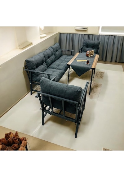 Lüx Bahçe Balkon Mobilyası , Koltuk Takımı ,çay Seti 3-1-1 Masalı Takım Antrasit