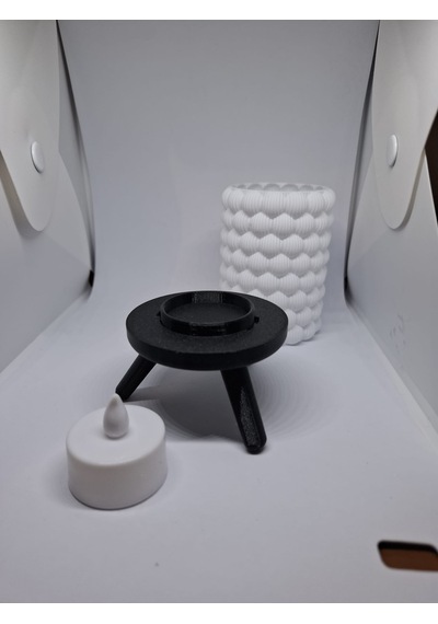 Bubble Tasarım Tealight Mumluk- Mini Lamba Beyaz - Siyah