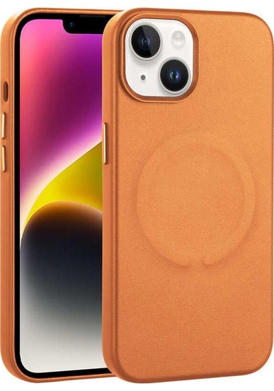 Apple Uyumlu iPhone 14 Plus Kılıf PU Deri Magsafe Wireless Şarj Özellikli Derix Kapak