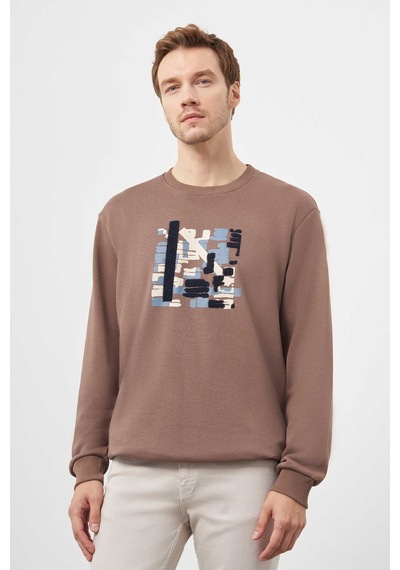 Morven Erkek Kahve Trend Bisiklet Yaka Sweat-shirt 25ks063007400 Kahve Kahve Kahverengi