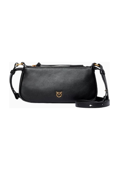 Pinko Mini Half Moon Siyah Deri Lüks Baguette Çanta, Günlük Ve Gece Kullanımı Için Omuz Çantası
