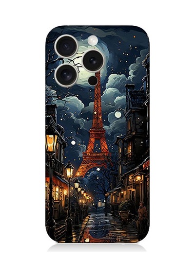Apple Uyumlu iPhone 15 Pro Paris Sokakları Desenli Silikon Kılıf Silikon