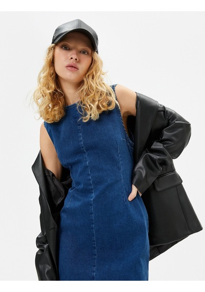 Koton Midi Kot Elbise Kolsuz Slim Fit Bisiklet Yaka Yırtmaç Detaylı Pamuklu Orta İndigo 4wal80004md İndigo Koton Midi Kot Elbise Kolsuz Slim Fit Bisiklet Yaka Yırtmaç Detaylı Pamuklu Orta İndigo 4wal80004md İndigo