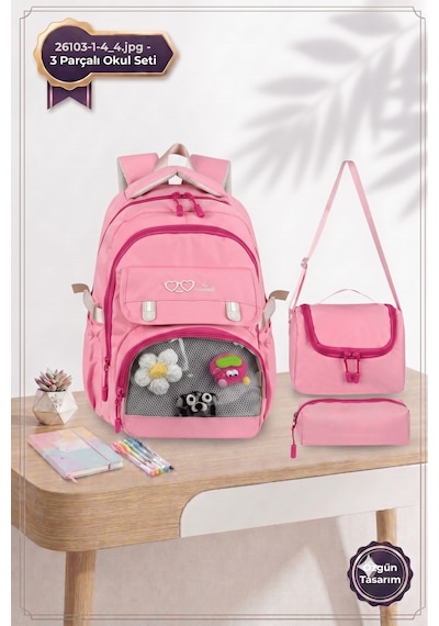 Waddell Oyuncakli Seffaf Luks Ilkokul Ortaokul Twill 3 Lu Set Cantasi Termal Beslenme Cantasi Ve Çok Renkli