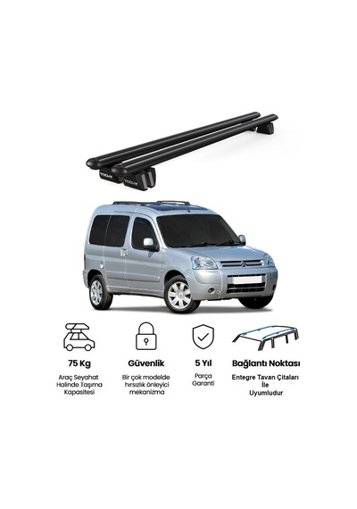 Pençe Citroen Berlingo 2003-2007 Uyumlu Siyah Ara Atkı 109cm Port Bagaj Tavan Barı