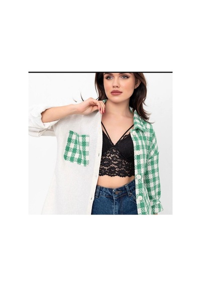 Esb Design Kadın Jakar Dokuma Yeşil Ceket