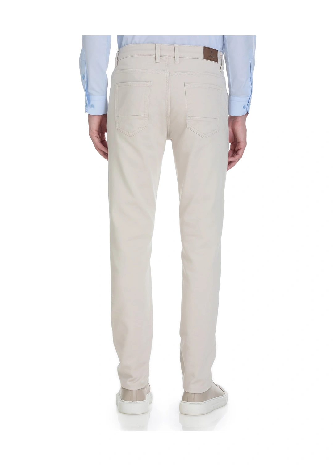 Hatemoğlu Ekru Slim Fit 5 Cep Pamuklu Kanvas Pantolon Ekru