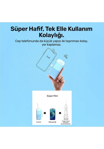 Npo Nicefeel Fc5170 Mini Taşınabilir,şarjlı, Diş Teli/protez Bakım Ve Profesyonel Ağız Duşu-mavi