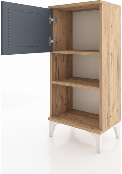 Arges Komodin 2 Raflı Tek Kapaklı 44x30x96 Çam-antrasit Atlas Çam
