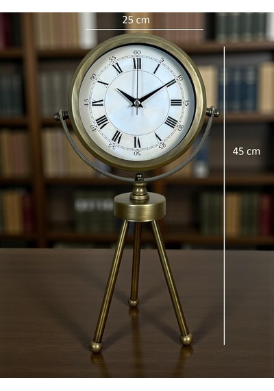 Tr Eskitme Roma Rakamlı Tripod Üç Ayaklı Metal Masa Saati Diğer