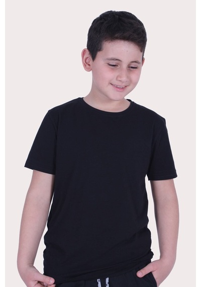 Fyk Kids Düz Model Farklı Renk Seçeneği Ile Unisex Çocuk Tişört Siyah