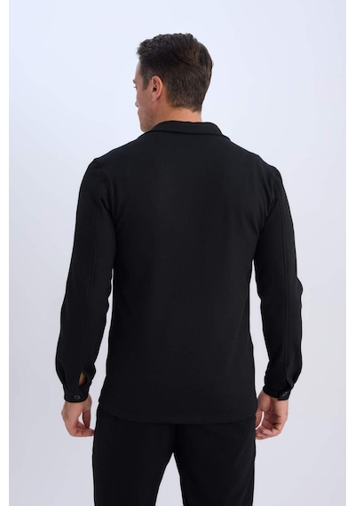 DeFacto Regular Fit Polo Yaka Gömlek Ceket D7243AX25SPBK81