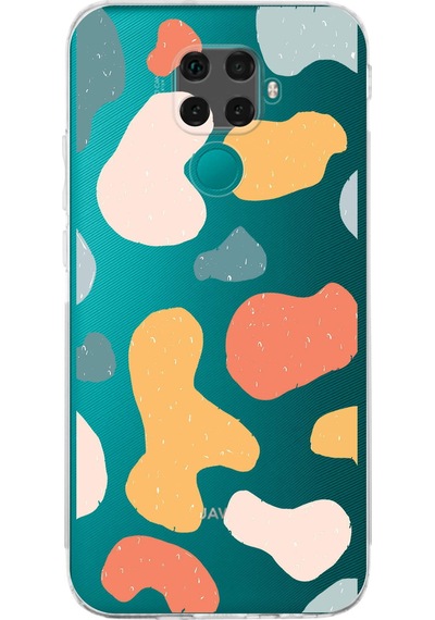Huawei Mate 30 Lite Uyumlu Kamera Korumalı Grunge Tasarımlı Şeffaf Kılıf Şeffaf