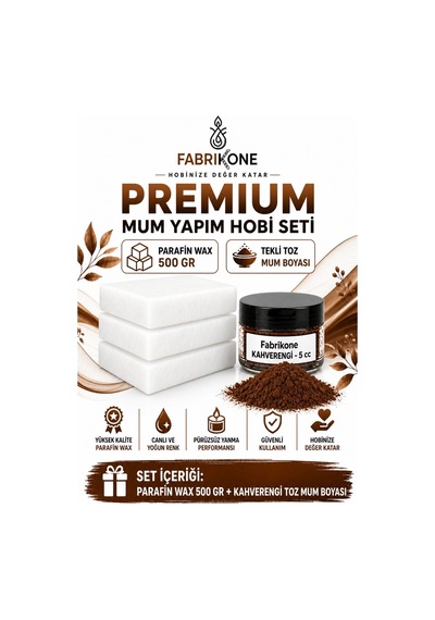 Premium Mum Yapım Hobi Seti - Parafin Wax 500 Gr - Tekli Toz Mum Boyası - Kahverengi Bkfabpw5001kh Karışık