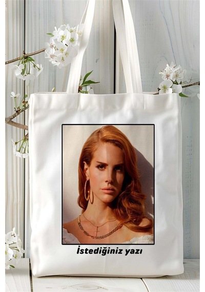 Art Hediye Lana Del Rey Baskılı Bez Çanta Omuz Çantası Kişiye Özel Desen 2 Çok Renkli