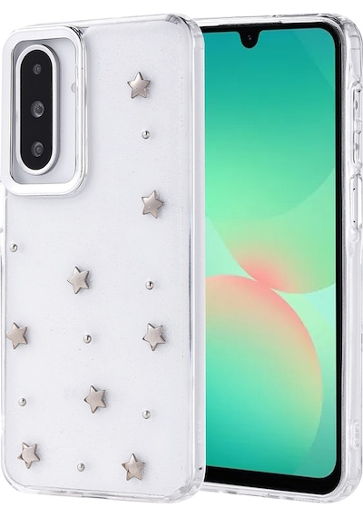 Galaxy A26 Kılıf Airbag Tasarımlı Simli Şeffaf Zore Kutup Kapak Yıldız