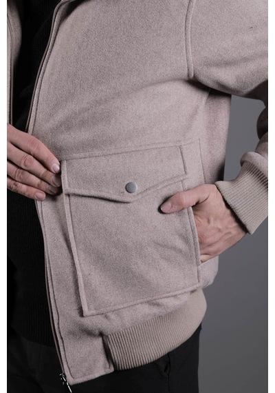 Ohepmoda Torba Cepli Ribanalı Erkek Kaşe Kaban Mont Vizon