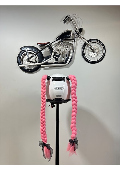 Motor & Motosiklet Pembe Çift Örgü Saç Kask Dış Aksesuar Diğer