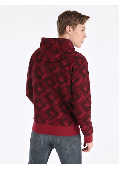 Colin's Colins Regular Fit Baskılı Kapüşonlu Mor Erkek Sweatshirt Mor