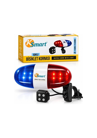 Bisiklet Kornası - Zil Işıklı 2xaa Pil Polis - Siren 4 Fonksiyon K-1220 5468 Çok Renkli