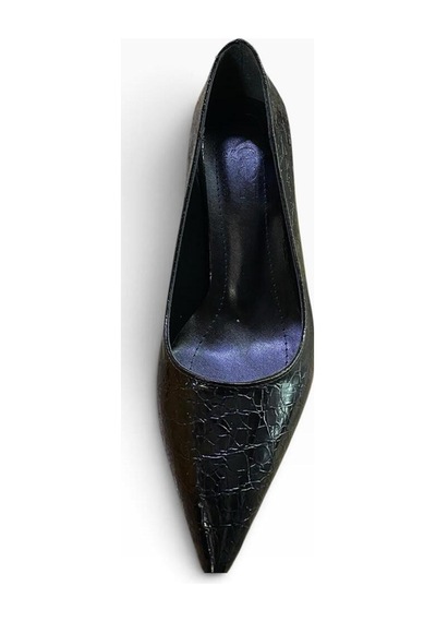 By Doğanrenas Kadın İnce Topuk Çatlak Rugan Suni Deri Stiletto Siyah - 942587474 Siyah