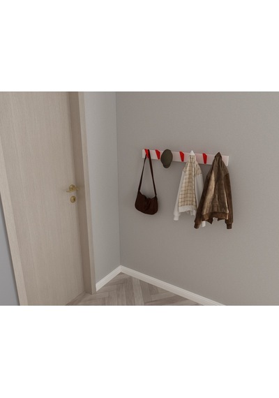 Hepsi3boyutlu Modern Duvar & Kapı Kanca Askılık - 7 Adet Kırmızı Kanca Askılık - Model No : 5 Kırmızı
