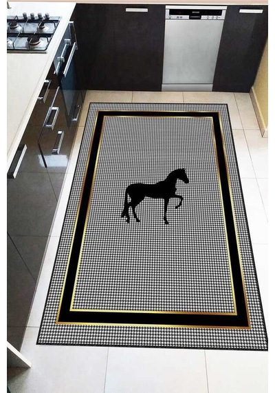 Gri Kaymaz Tabanlı Modern Mutfak Halısı Ar1398n11
