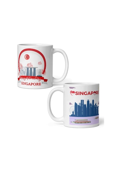 Singapur Kupa Bardak 2 Adet Seyahat Hatıra Singapore Mug