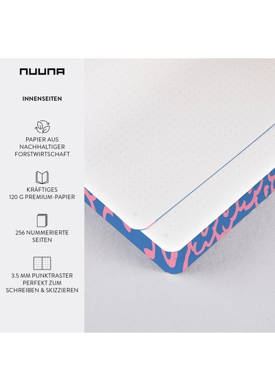 Tr Not Defteri A5+ Graphic L - Flower Power 3,5 Mm Nokta Izgarası 256 Numaralı Sayfa 120 G Birinci Sınıf Ka Çok Renkli