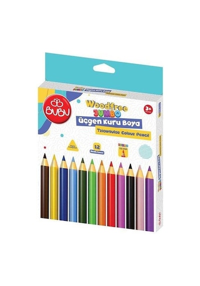 Bubu Woodfree Jumbo Üçgen Kuruboya 12 Li
