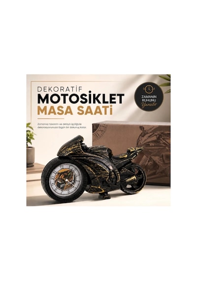 Masasaati Estetik Ofis Motosiklet Tasarımlı Masa Saati Dekoratif Hediyelik Dayanıklı Malzeme Çok Renkli