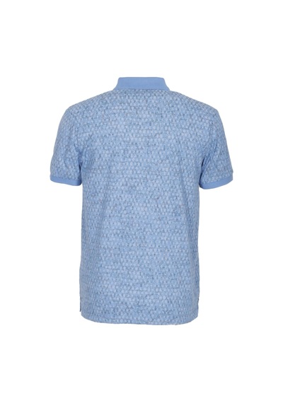 Erkek Polo Yaka Tişört Mavi Slim Fit Ribanalı Kol Pamuklu Baskılı T-shirt Ncs Jeans 1253-mavi Mavi