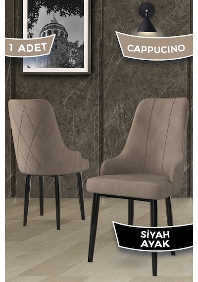Canisa Concept Trex Serisi 1.sınıf Babyface Kumaş 1 Adet Cappucino Sandalye Siyah Metal Ayak Sandalye Cappucıno Ayakları Siyah