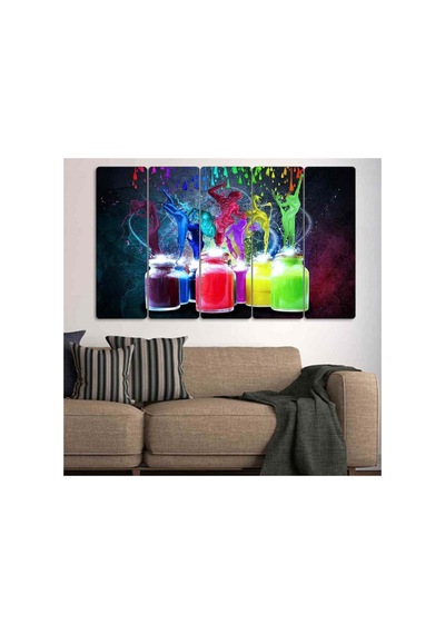 Şişeden Sıçrayan Boyalar - 5 Parçalı Tablo Görsel - 702503646 Görsel