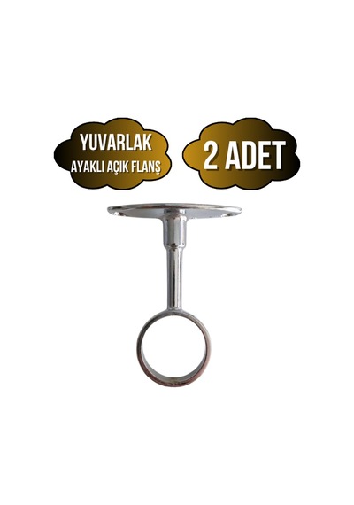 Yuvarlak Ayaklı Açık Askı Borusu Flanşı Mobilya Yuvarlak Boru Flanşı Metal Boru Çapı:25mm 2 Adet Krom