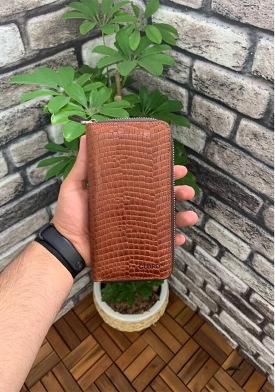 Guard Texas Baskılı Taba Fermuarlı Portföy Cüzdan Taba