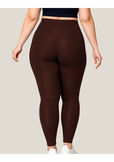 Alya Underwear Büyük Beden Tayt Dalgıç Kumaş Yüksek Bel Kahverengi